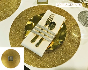 Gold Glitter Placemats (Pack of 20) Wedding Chargers Wedding Placemats