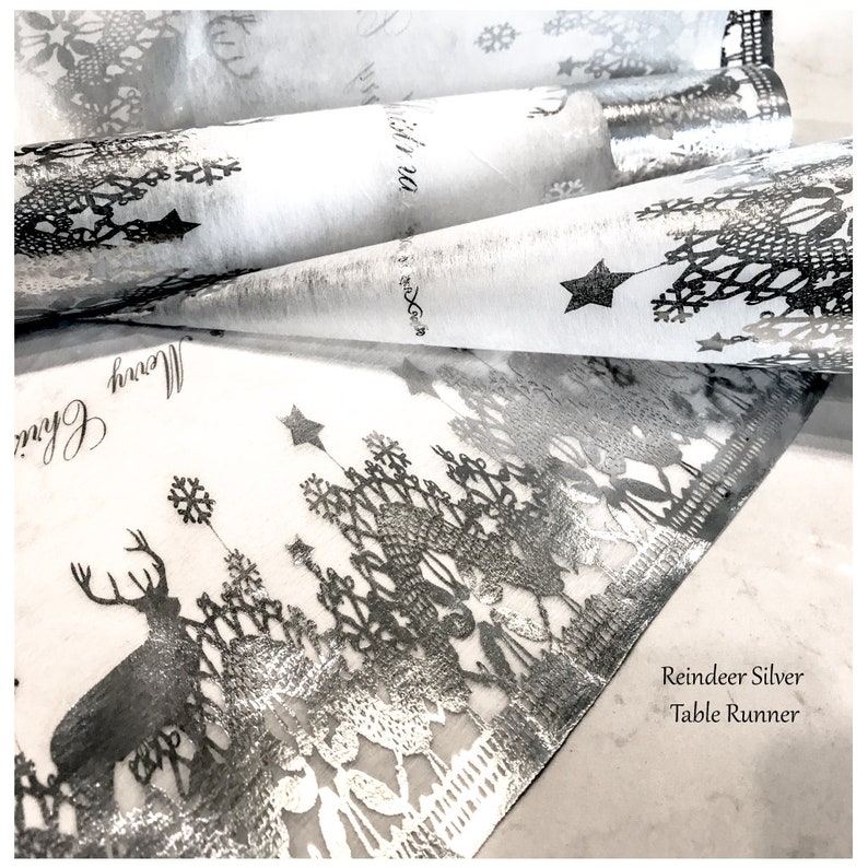 Christmas Table Runners, Silver Table Runner,, Size35cm X 3 Mts 14x 10