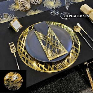 Gold Placemats (Pack of 20) Bulk Placemats, Wholesale Placemats, Gold Charger Plates. Wedding charger plates Wedding Decorations,