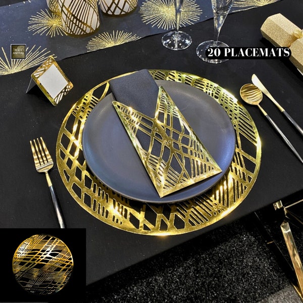 Gold Placemats (Pack of 20) Bulk Placemats, Wholesale Placemats, Gold Charger Plates. Wedding charger plates Wedding Decorations,