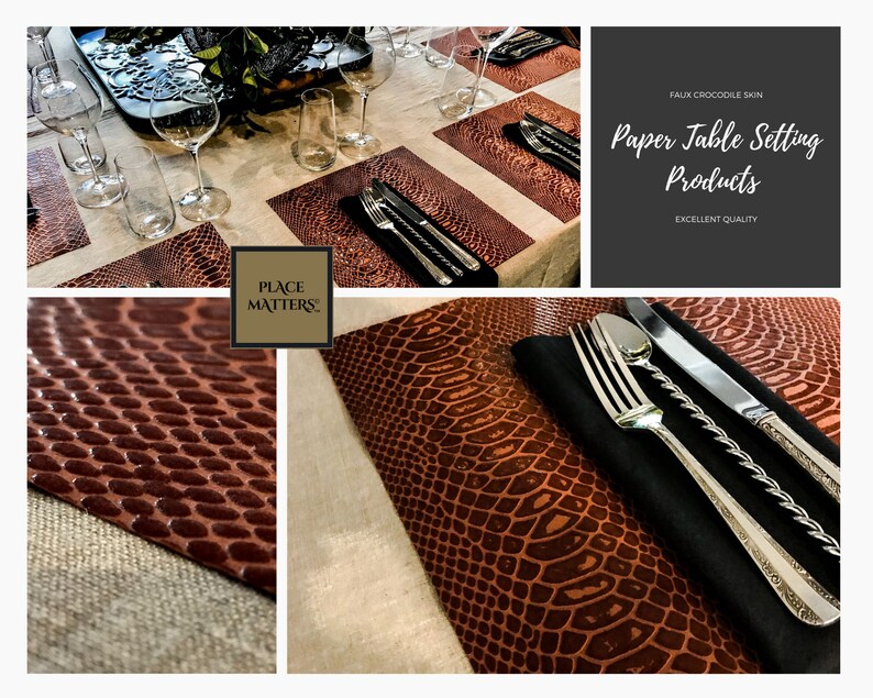 Placemats Faux Crocodile Skin Square Placemats Wedding Etsy