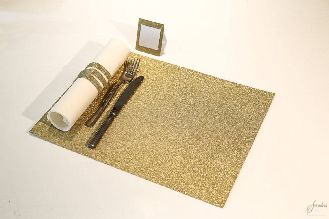 Wedding Placematsgold Glitter Rectangle Placemats Wedding Etsy