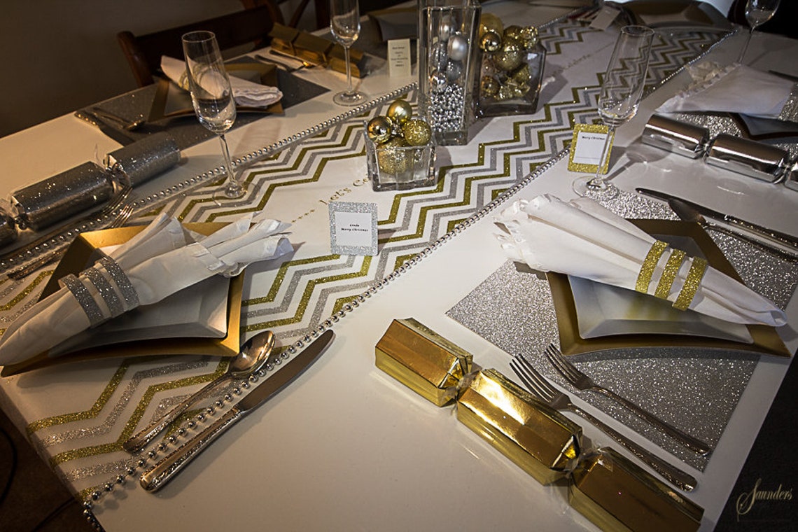 Wedding Placematssilver Glitter Rectangle Placemats Wedding Etsy