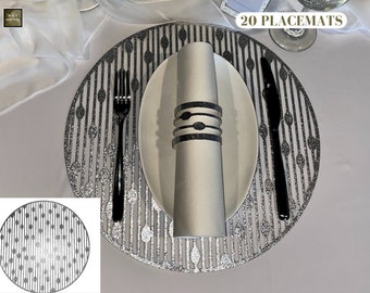 Silver Glitter Placemats.(Pack of 20)