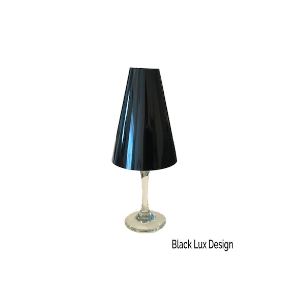 Wine Glass Lamp Shades Black Foil Table Decorationwedding Wine Glass Lamp Shades Black Foil Table, Black Glass Lamp Shades