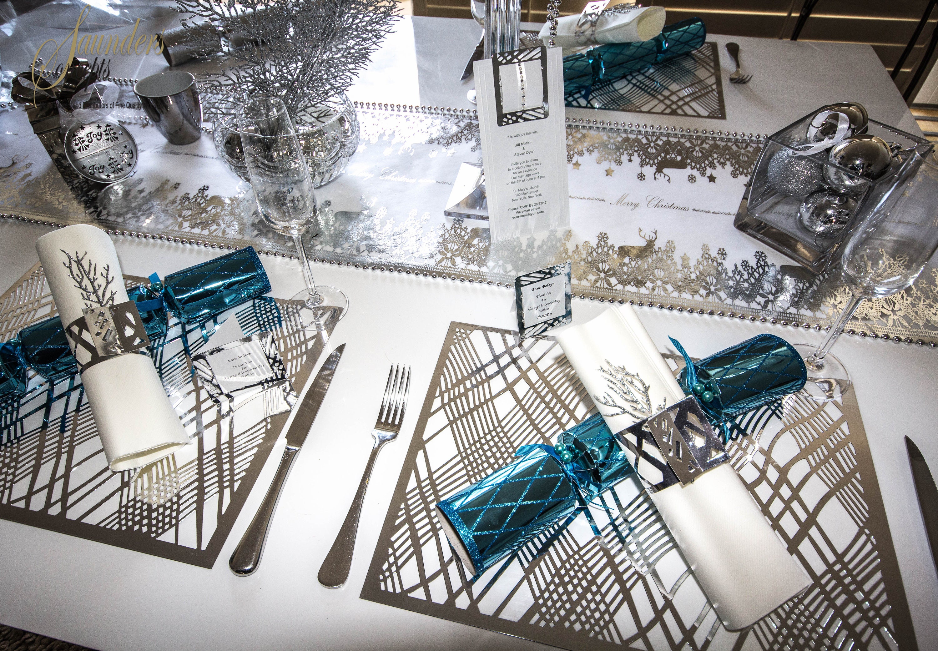 Christmas Table Runners, Silver Table Runner,, Size35cm X 3 Mts 14x 10