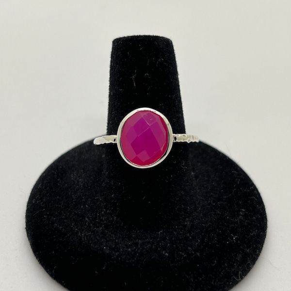 Pink chalcedony silver ring