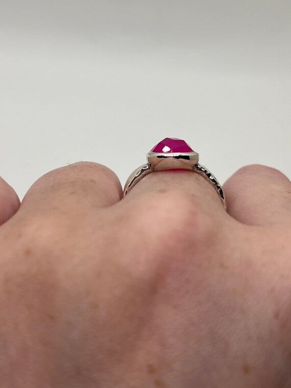 Pink chalcedony silver ring - image 7