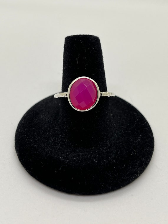 Pink chalcedony silver ring - image 1