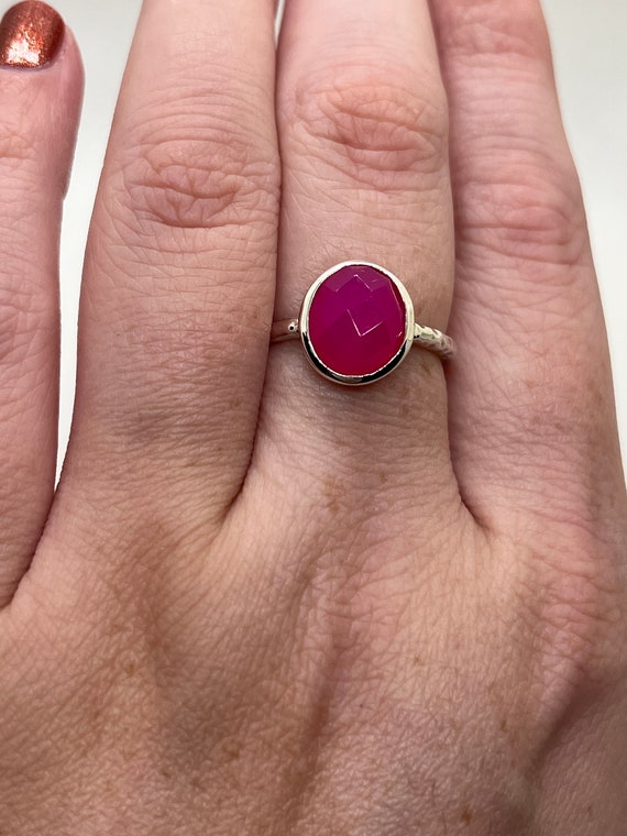 Pink chalcedony silver ring - image 4