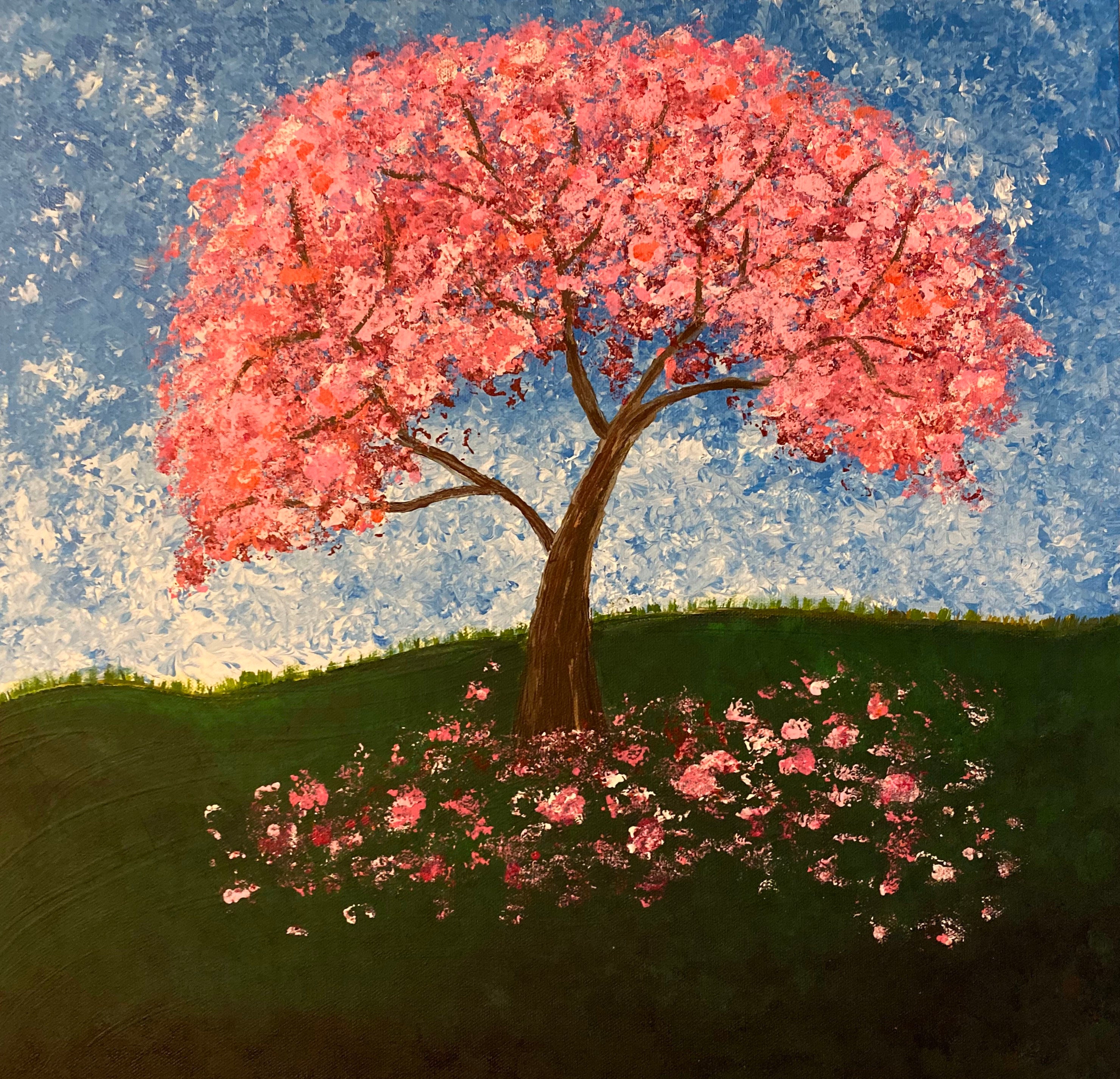 Cherry blossom tree hand painted canvas conversational piece Etsy