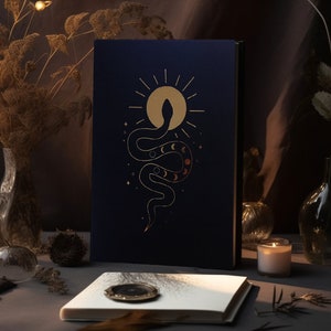 Golden and Black Snake Moon Goddess Wicca-themed notebook /  journal for magical women / spells notebook for rituals and tarot