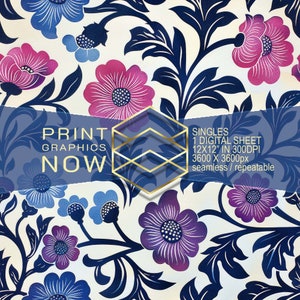 Bloemen Linosnede patroon, Scrapbookpagina, Kaart maken aanbod, Herhaalbaar ontwerp, Downloadbaar, Sublimatie Clipart