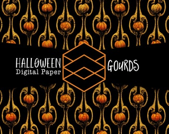 Halloween Digital Paper Pattern, Gourds, Digital Scrapbook Paper