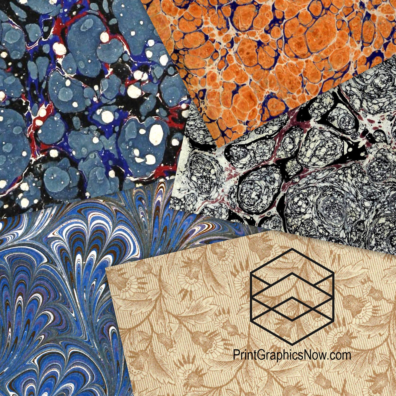 Digital Vintage Endpapers, Endsheets, Book Cover Textures Instant ...