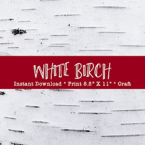 White Birch Bark Printable For Holiday Crafts DIY Instant Download Print From Home Or Local Printer On 8.5&quot; x 11&quot; Paper.