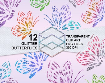 Glitter Butterflies Clipart Digital Download Pastel Butterfly Designs