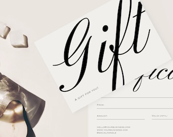 Chic Gift Certificate Template, Editable Voucher, Canva Design (7" x 5")