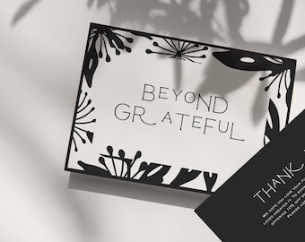 CANVA | 7&quot; x 5&quot; Abstract Graphic Thank You Card Template, Landscape, Editable, Printable, Professional, Unique, Packaging, Digital download
