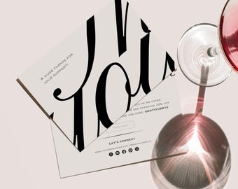 Elegancki szablon kartki z podziękowaniami: szykowne wkładki biznesowe (edytowalne w Canva)