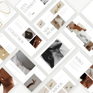 Canva用ルックブックテンプレート | ビジネスプレゼンテーション | ピッチデッキ | ファッションポートフォリオ | ブランドショーケース デジタルダウンロード