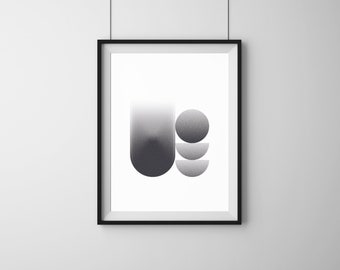 Printable Wall Art Digital Print Black & White Dreamscape series 5 Modern Minimal Geometric Arch Abstract Print