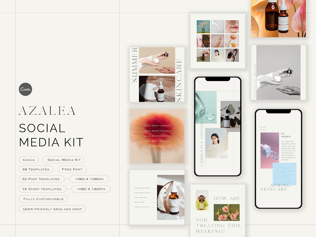 Instagram Templates for Canva: Social Media Kit, 48 Post Story ...