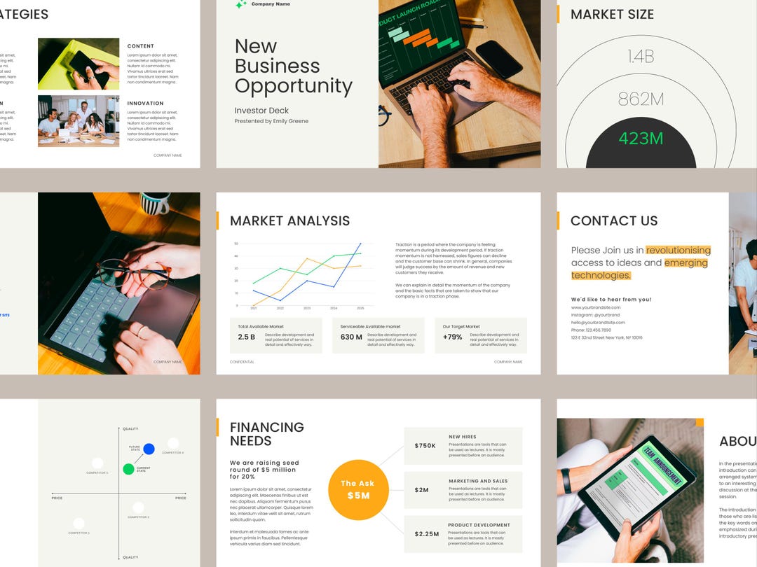 Pitch Deck Template for Canva: Investor Presentation, Startup Small ...