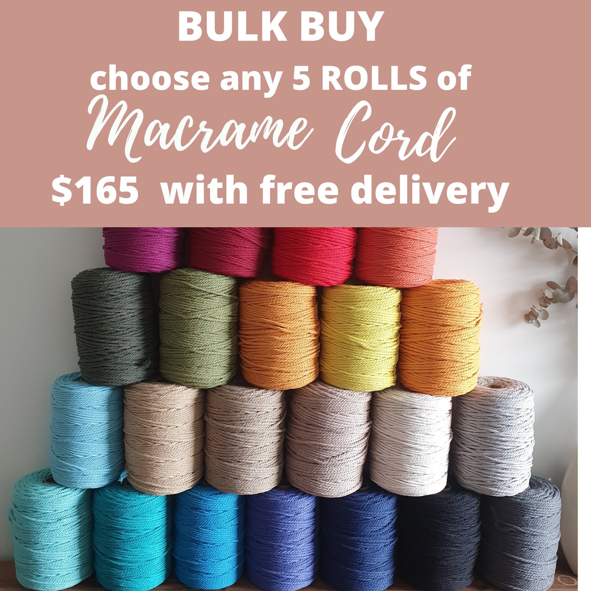 Macrame Cord BULK BUY 5 Rolls 30 Colours Available Etsy Australia