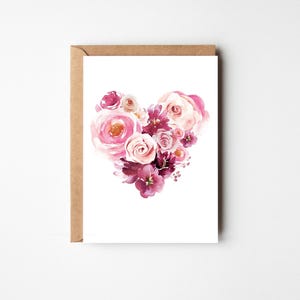 Love Heart Card | Flowers Heart Card | Love Heart Card Friends For Her Wife Mum Women Daughter Grandma Blank Inside