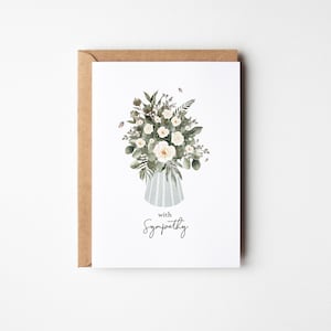 Sympathy Card, With Sympathy Card, Condolence Card, Funeral Mourning Loss, Blank Inside, A6 Folded Card and Envelope