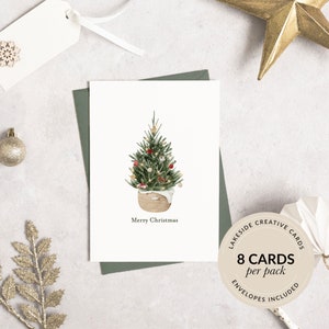 Luxury Christmas Tree Greeting Card Pack, Pack of 8 Cards, Blank Inside, A6 Size, Folded Card. Premium Quality