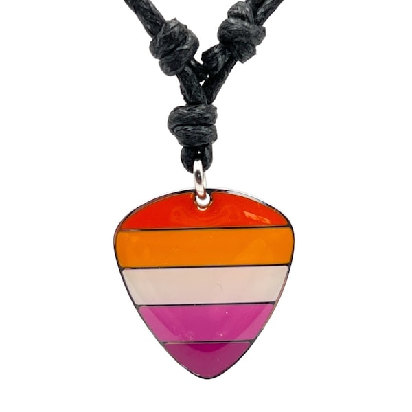 Lesbian Pride Stainless Steel Guitar Pick Necklace