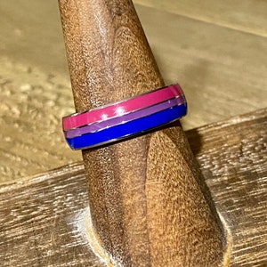 Bi Pride 6mm Domed Stainless Ring