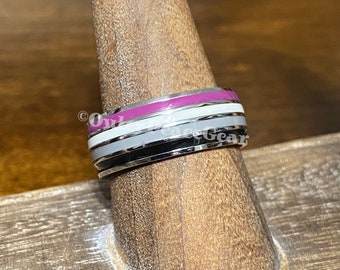 Asexual Pride Stainless Steel Ring