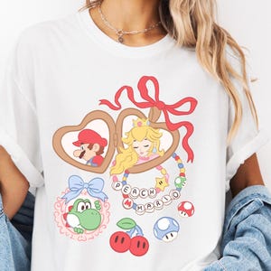 Comfort Colors Disney Coquette Bow Super Mario  Shirt, Mario Princess Peach Birthday Girl shirt, Mario  Mario Bros Family Group Matching Tee