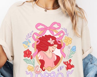 Comfort Colors Ariel Princess Shirt, Coquette Bows Disney Tee