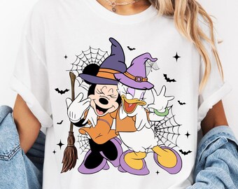 Comfort Colors Disney Halloween Tee, Minnie and Daisy Witches Shirt