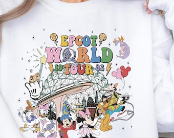 Disney Epcot World Tour Shirt, Disney Epcot Sweatshirt, Mickey And Friends Sweatshirt, Epcot Center 1982 Sweatshirt, Disney Sweatshirt