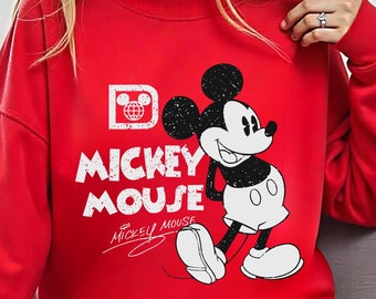 Mickey Mouse Retro Crewneck Sweatshirt, Disney Family Trip Hoodie