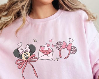 Coquette Bows Minnie Valentine Sweatshirt, Disney Minnie Mouse Sweatshirt, Minnie Coquette Bow Hoodie, Minnie Love Shirt,Valentines Day Gift