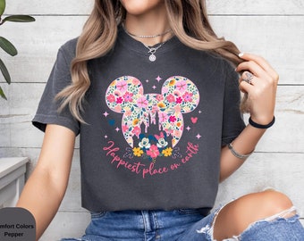 Disney Floral Mickey Head Shirt, Comfort Colors Disney Shirt, Disney Mickey and Minnie Shirt, Disney Family Shirt, Retro Disney shirt