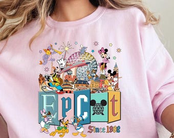 Disney Epcot World Traveler Sweatshirt,Disneyworld Epcot Since 1982 Sweatshirt,Mickey Friends Sweatshirt, Disney Matching Family Trip Hoodie