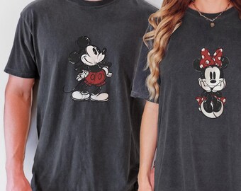 Vintage Mickey and Minnie Comfort Colors Shirt, Disney Matching Trip Shirt