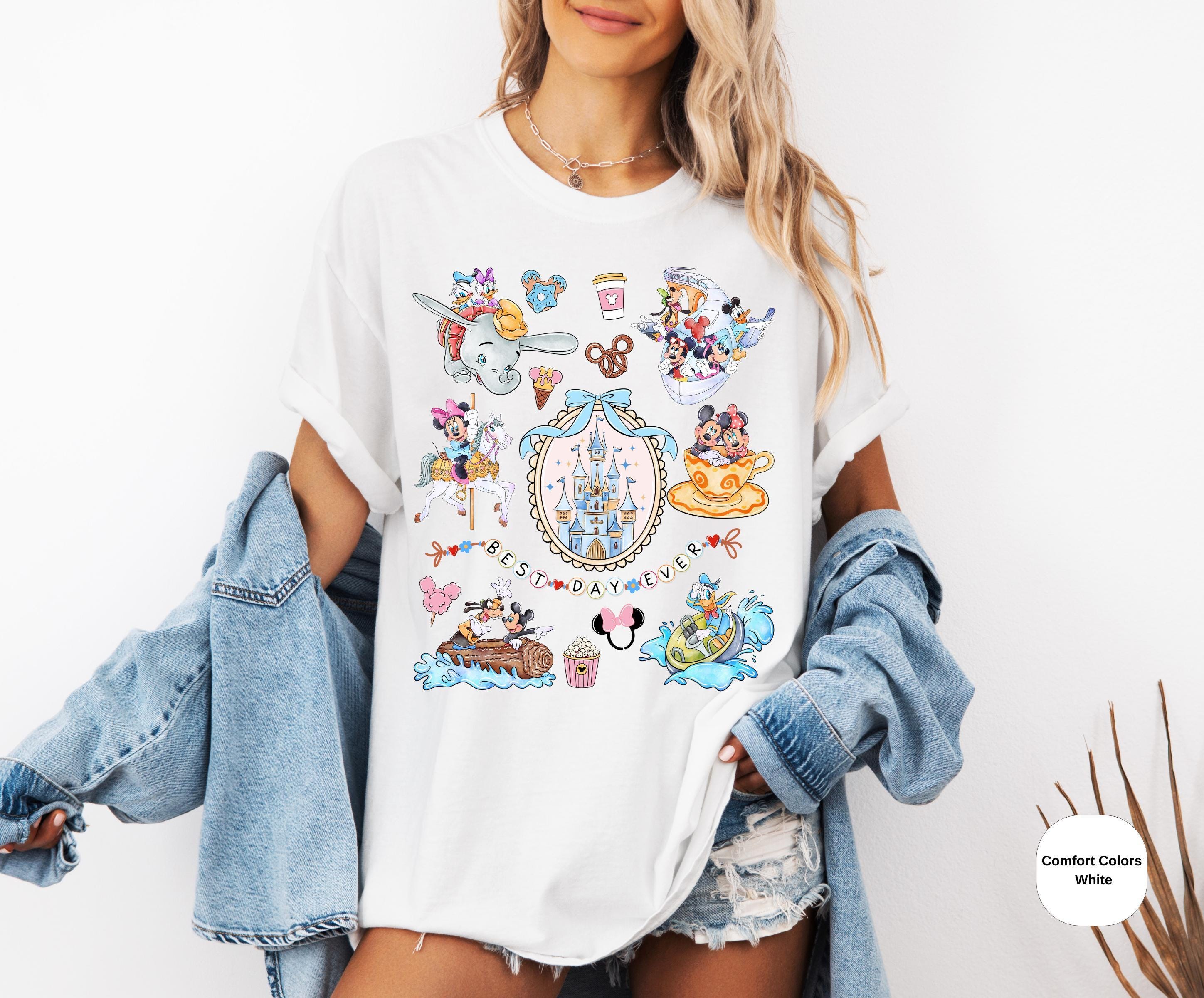 Comfort Colors Disney Magical Castle with Blue Coquette Best Day Ever shirt, Mickey Dumbo WDW Disneyland trip tee, Family girls trip Shirt