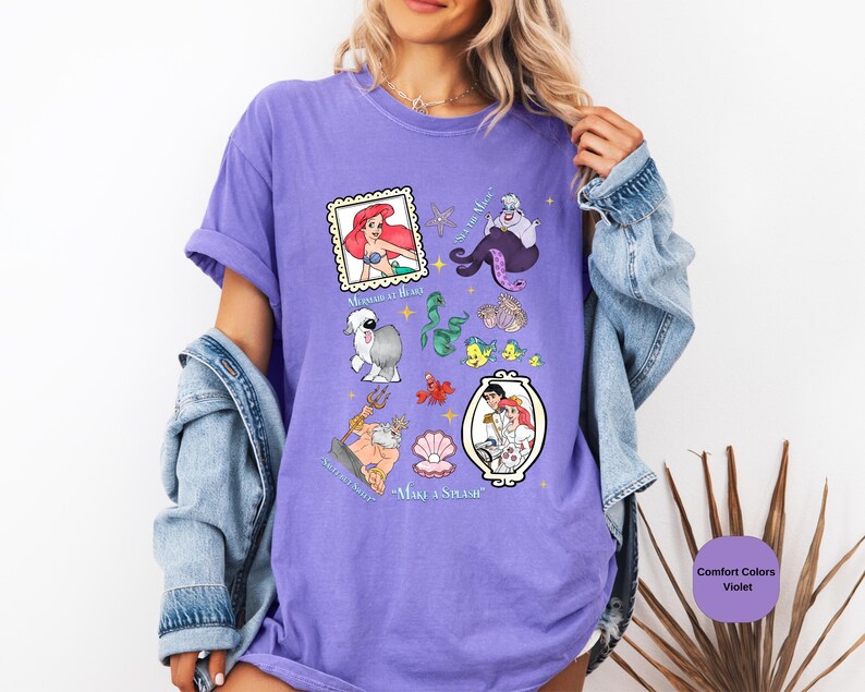 Camiseta de la Sirenita Ariel de Comfort Colors, camiseta de princesa Disney imagen 2