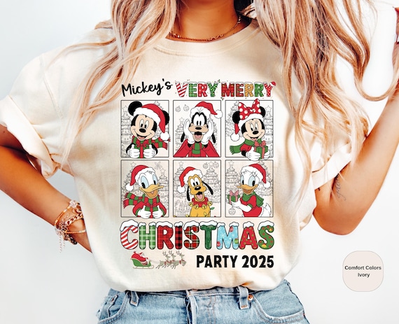 Comfort Colors Mickey Merry Christmas Shirt, Christmas Season Shirt, Disney Christmas  Party Shirt, Disney Mickey Friends Christmas Shirt,