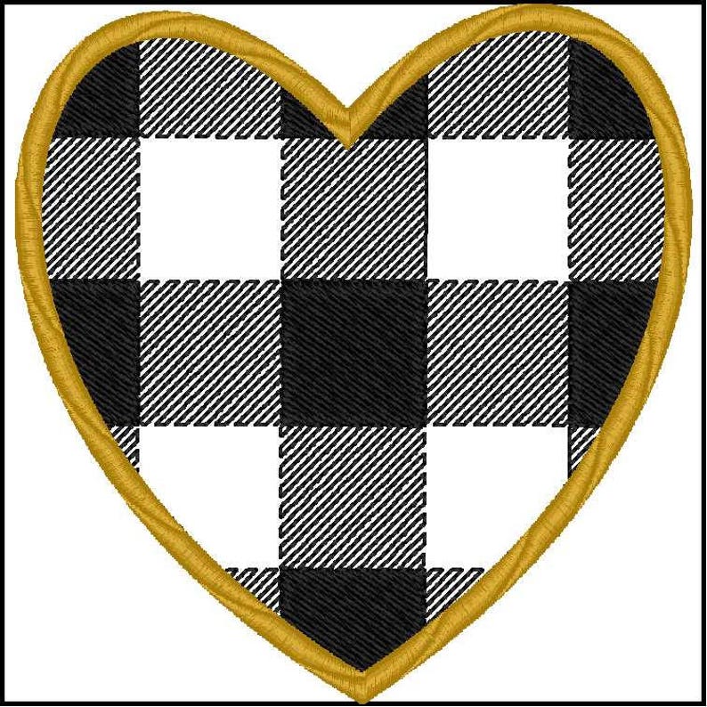 Buffalo Plaid Heart Applique Design Etsy