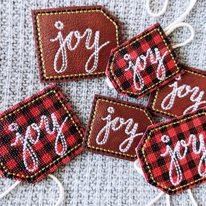 Handlettered Joy Gift Tag  Feltie Embroidery Design