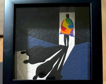 Original painting “Shadows of Self” - acrylic on canvas panel - in a 7x7x2” shadow box - with glass - ready to hang or set on surface!